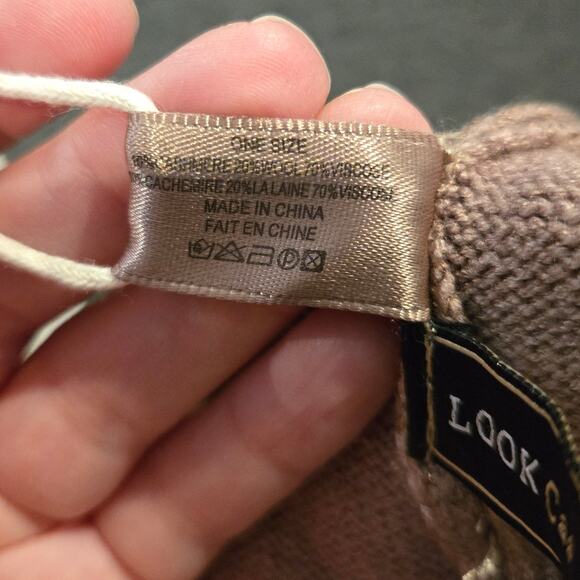 NWT LOOK by M Cashmere Blend Beanie Taupe - Picture 6 of 6